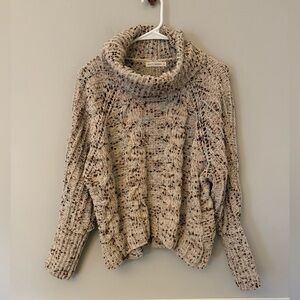 Moon & Madison oatmeal color loose turtleneck long sleeve sweater. S